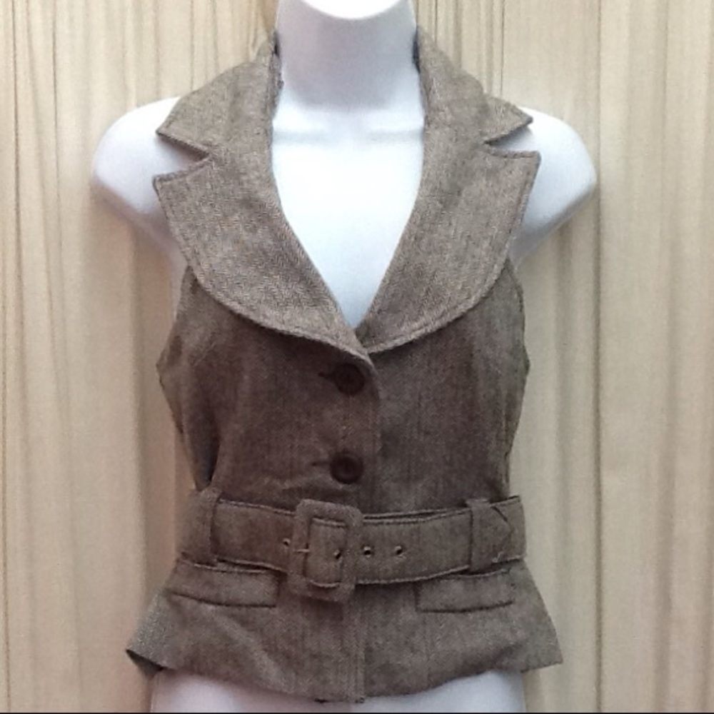 Tweed Halter Brown Vest by Better B Size Small
